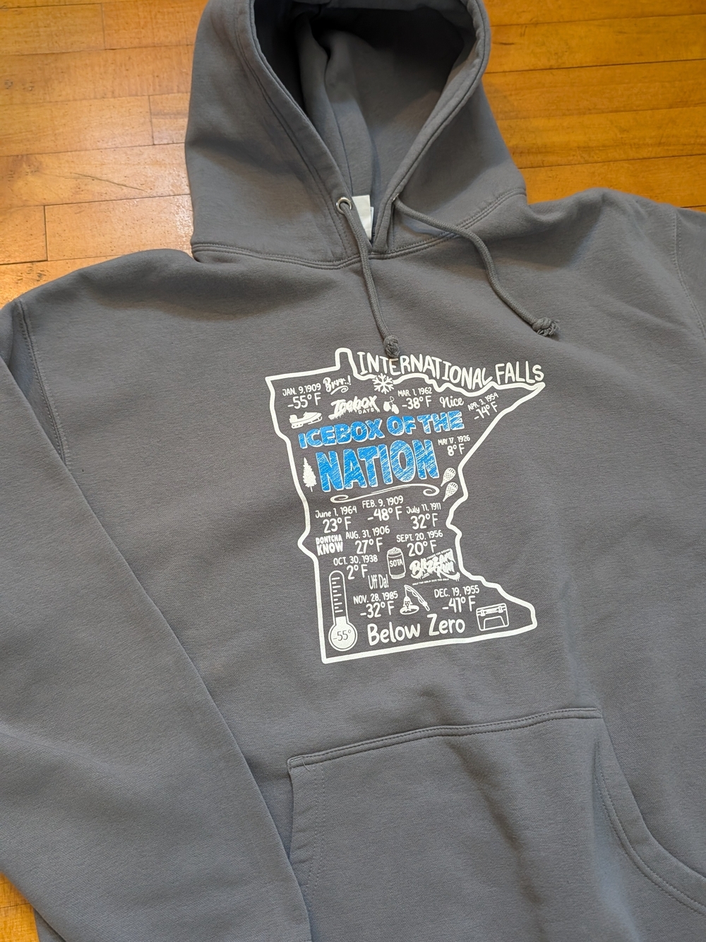 International Falls 'Icebox of the Nation' Gray Hooded Sweatshirt